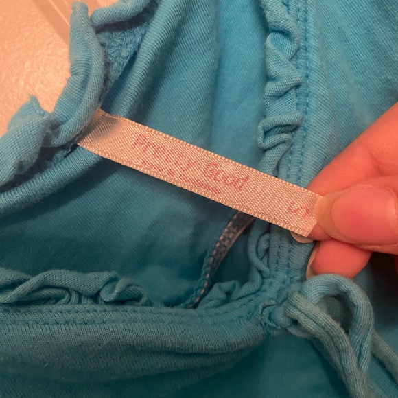 Pretty Good Turquoise Tank Top with Ruffle Trim - Picture 3 of 4